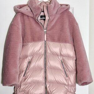 MACKAGE Junia Pink Teddy/Down Hooded Puffer Coat Jacket Size M